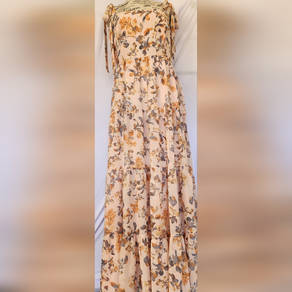 Pink floral tigh- strap dress